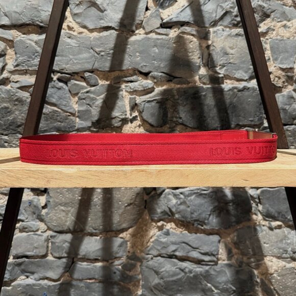 Louis Vuitton Bengal Inventeur Red Nylon Logo Belt. - Picture 3 of 7